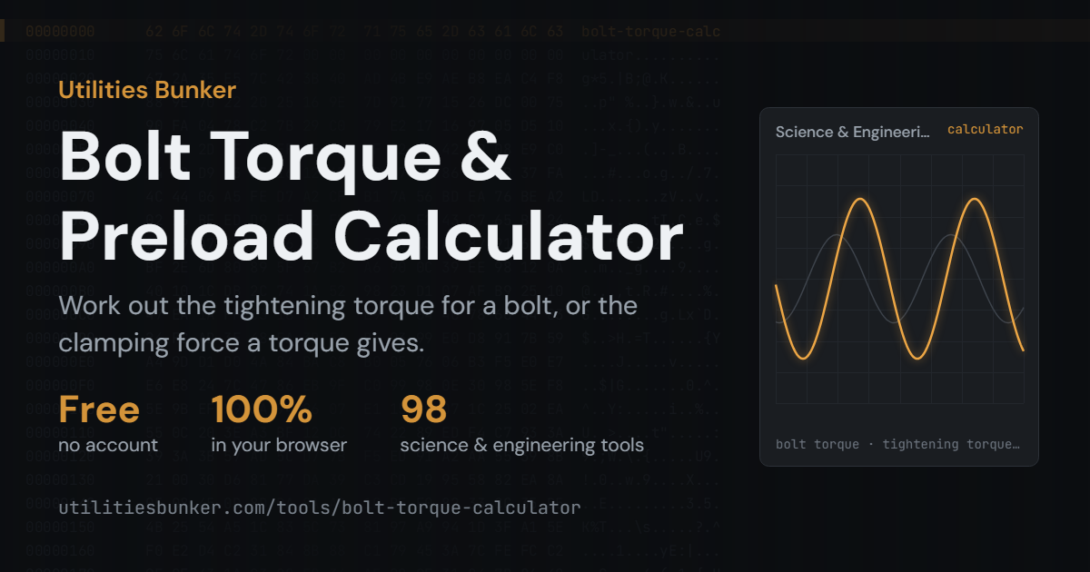 Bolt Torque & Preload Calculator — Utilities Bunker
