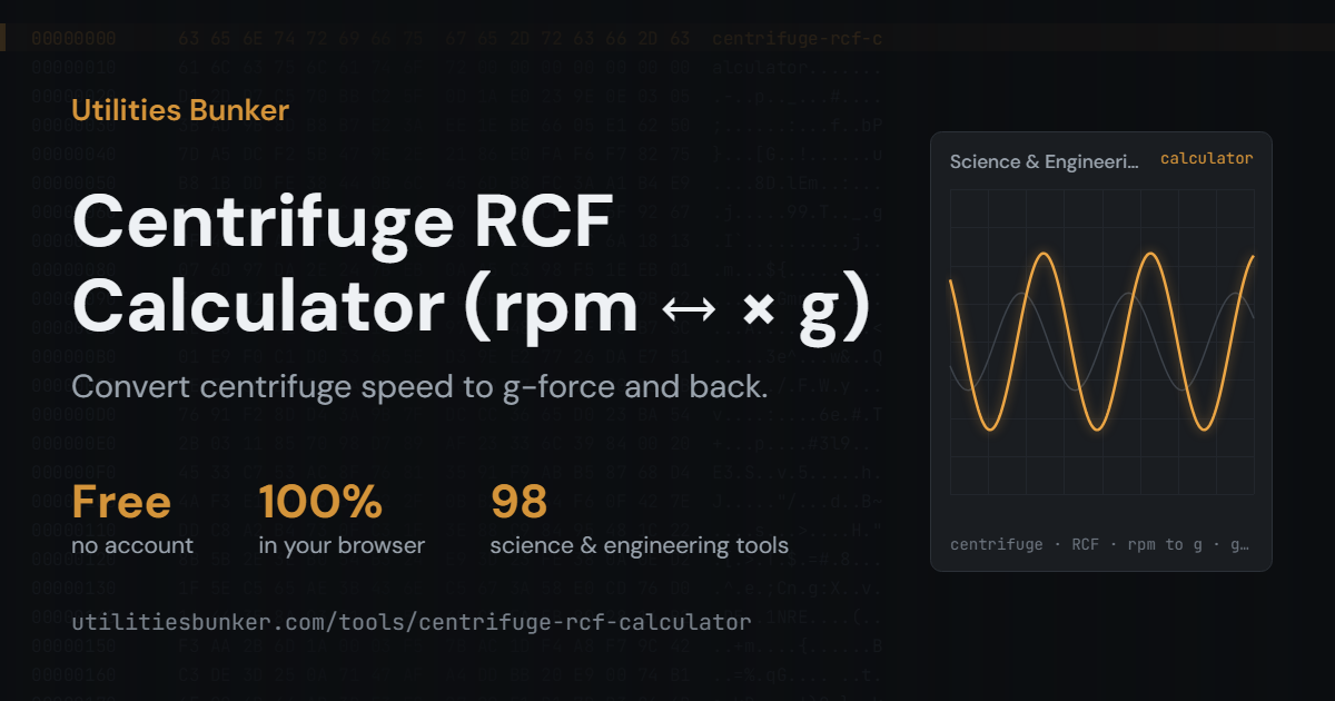 Centrifuge RCF Calculator: rpm to × g — Utilities Bunker